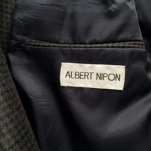 Vintage Lord & Taylor Albert Nipon Men Wool Jacket Fitted Check Blazer 42R - Picture 9 of 13